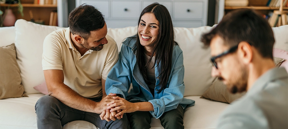 focus on a happy couple